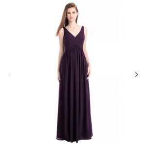 Bill Levkoff Chiffon V-Neck Gown Plum Sz 16